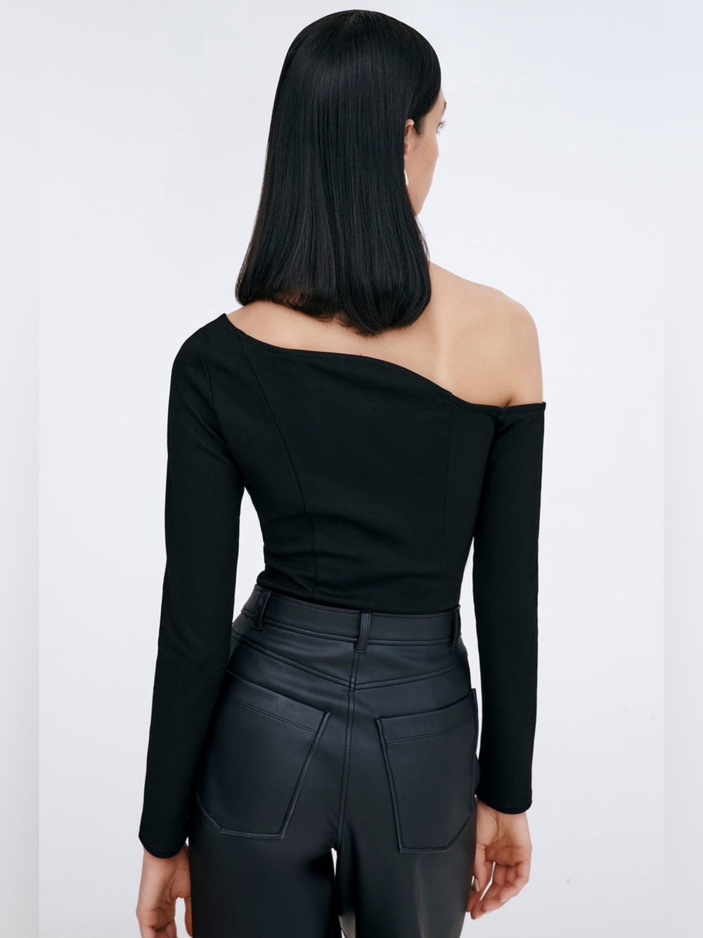 Marcella NYC Sylvan Top European Ponte Asymmetric Neckline Top Size XS - Picture 7 of 12